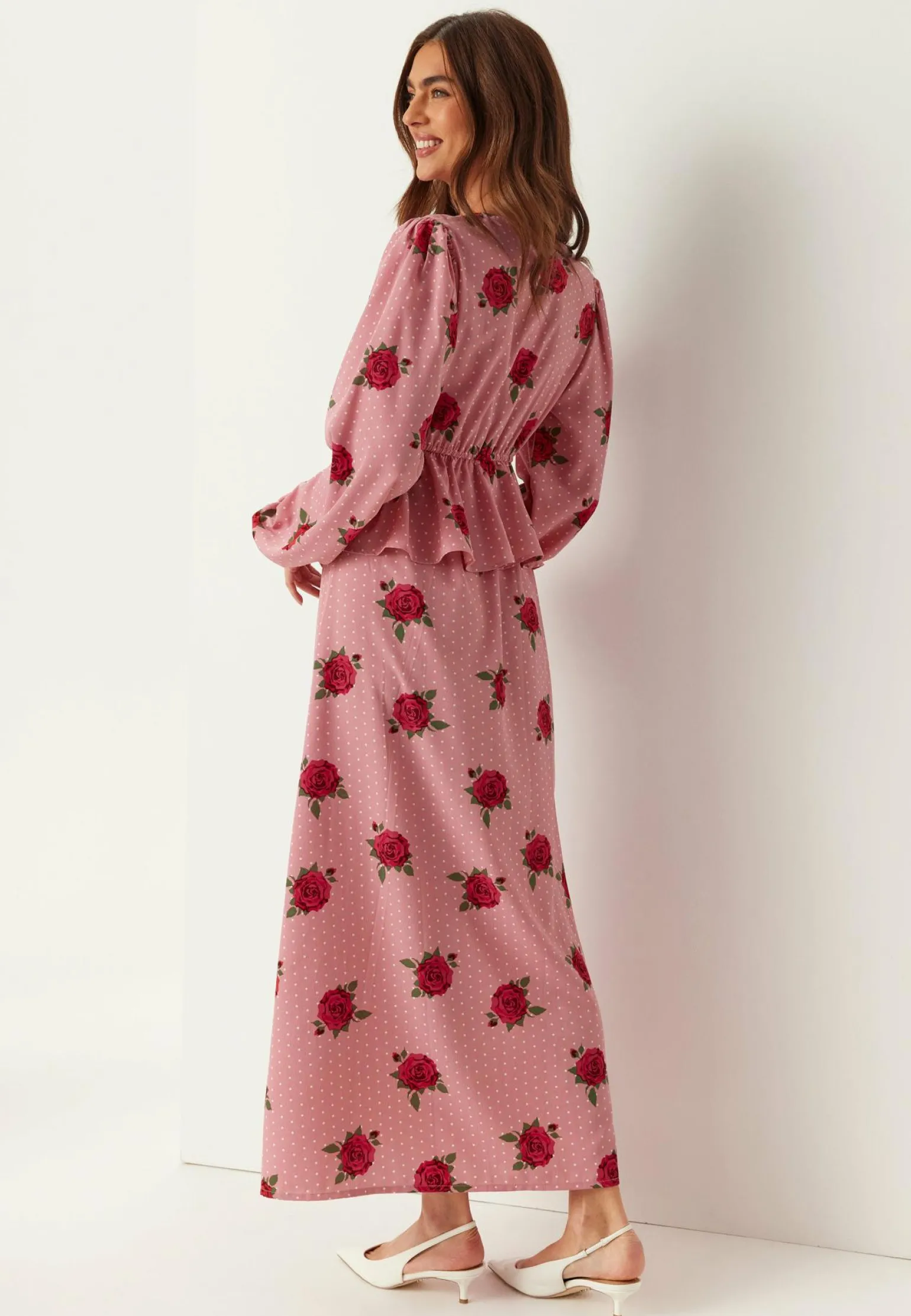 V-neck Flounce Maxi Dress