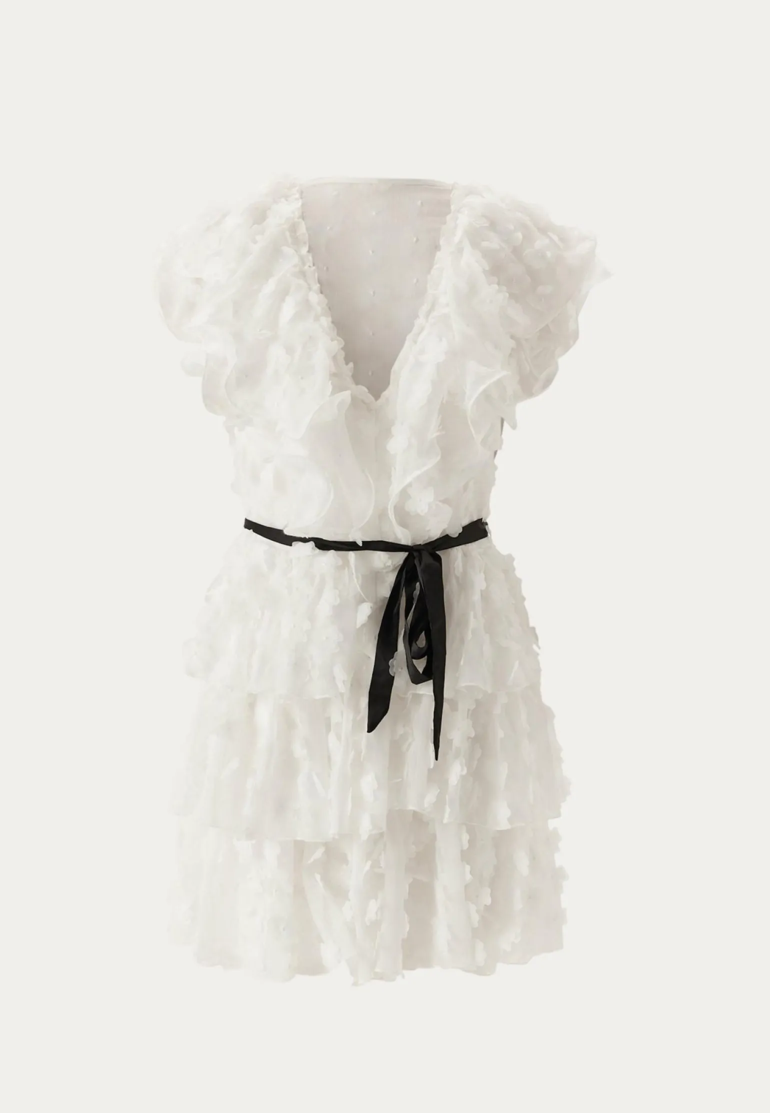 V-neck Frill Floral Dress