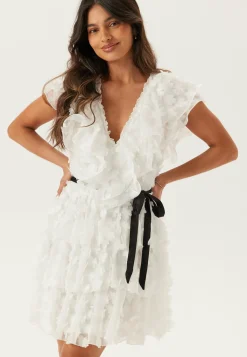 V-neck Frill Floral Dress