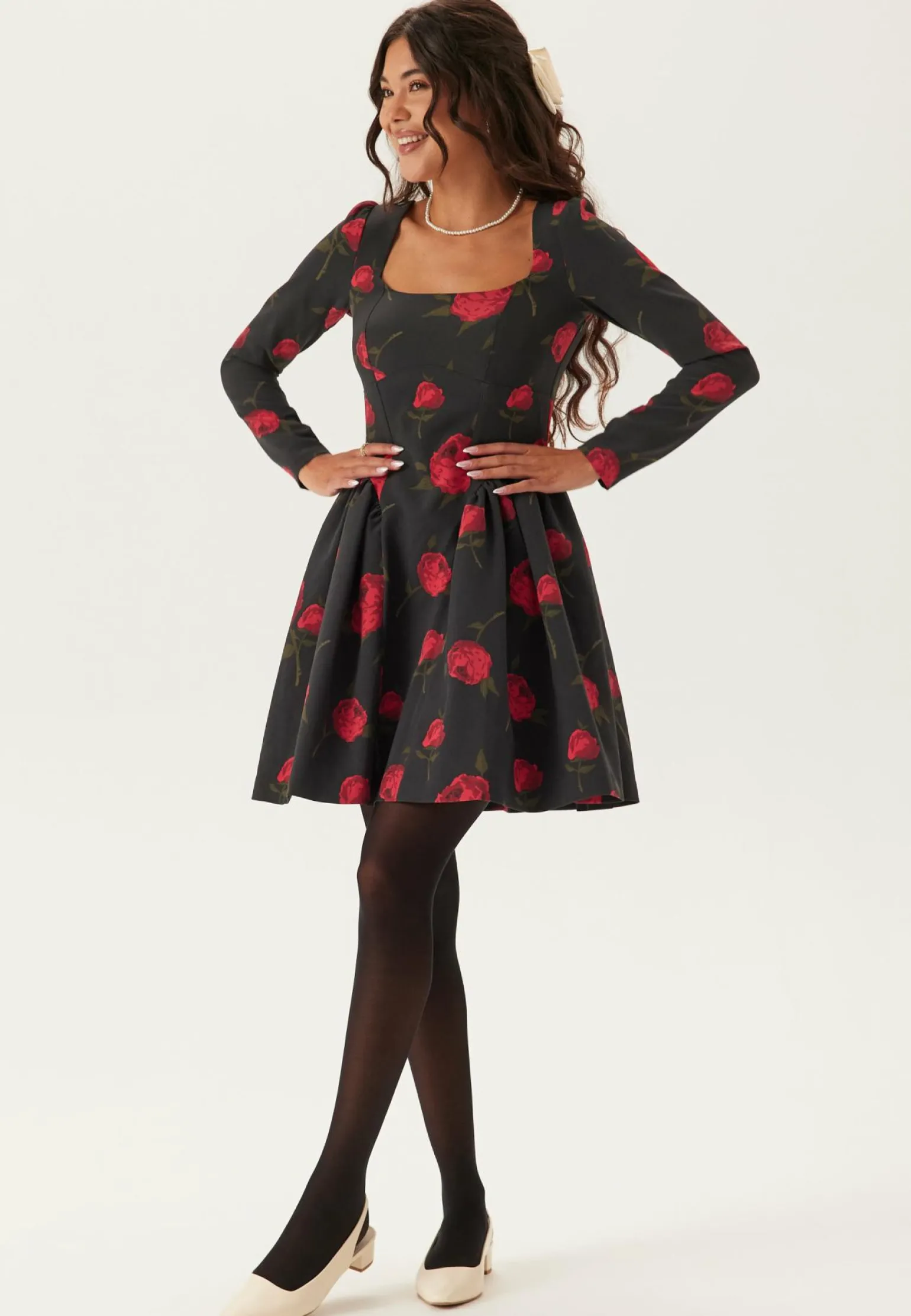 Volume Skirt Long Sleeve Mini Dress