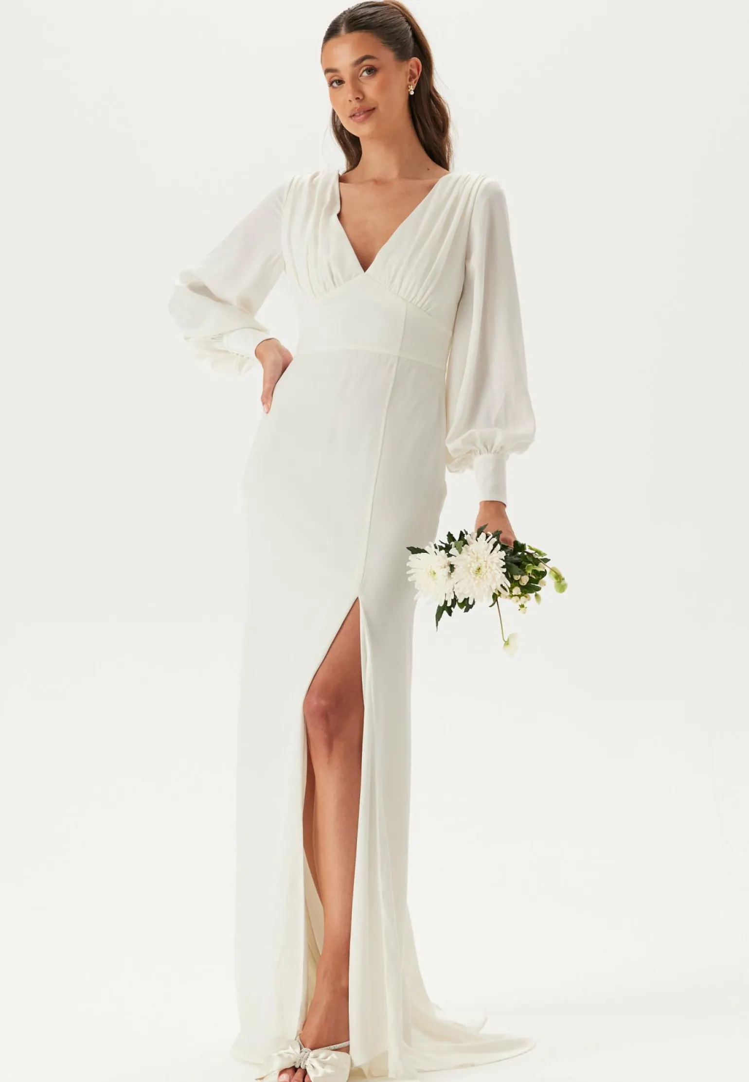 Waterfall Back Satin Wedding Gown