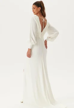 Waterfall Back Satin Wedding Gown