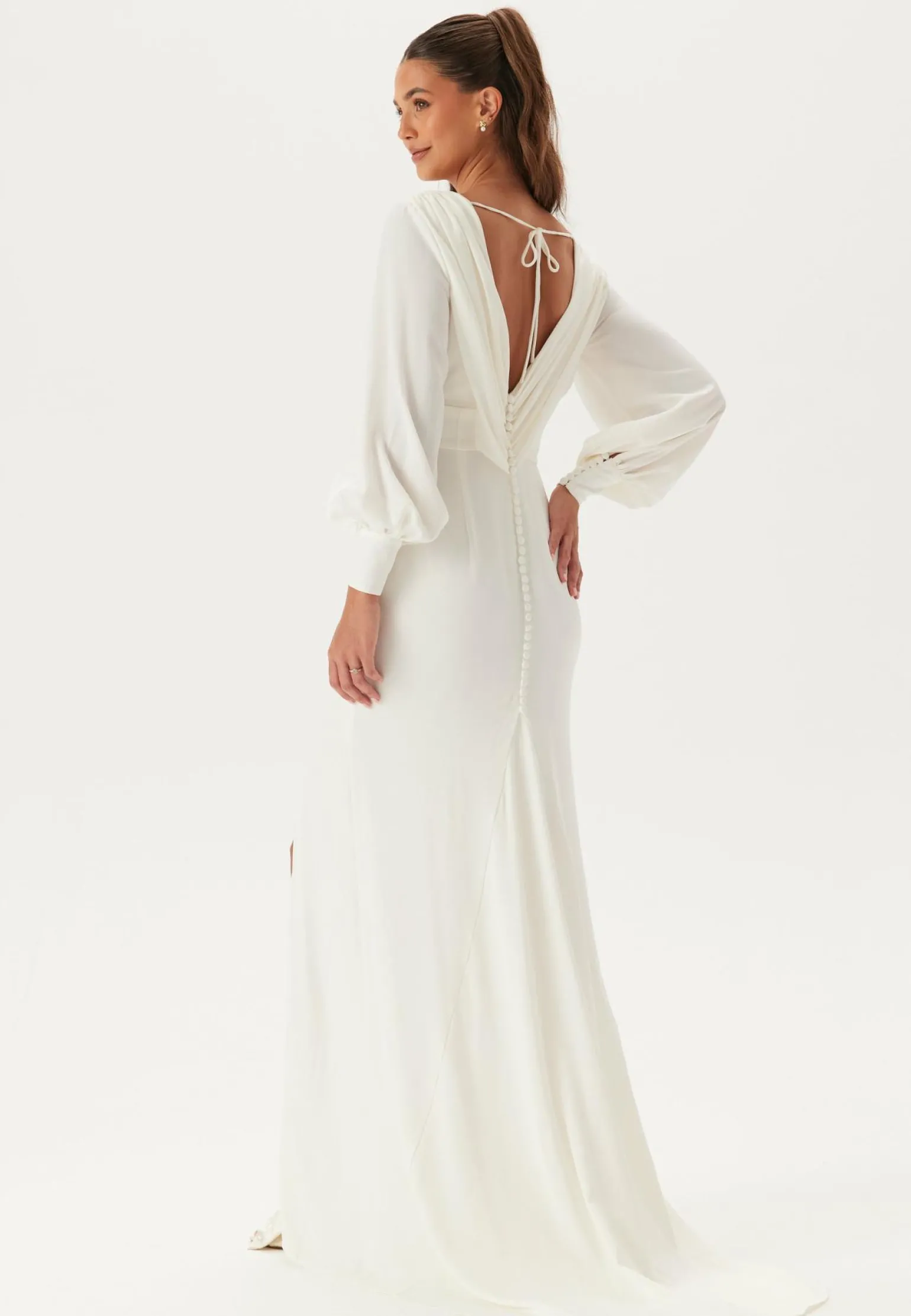 Waterfall Back Satin Wedding Gown