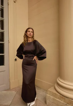 Wide Sleeve Satin Ankle Dress
