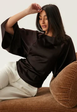 Wide Sleeve Satin Blouse
