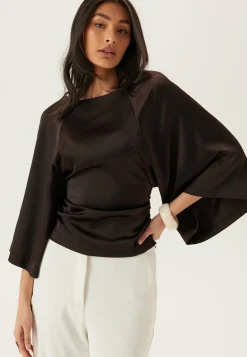 Wide Sleeve Satin Blouse