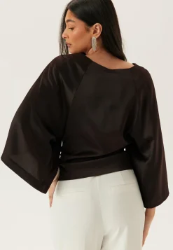 Wide Sleeve Satin Blouse