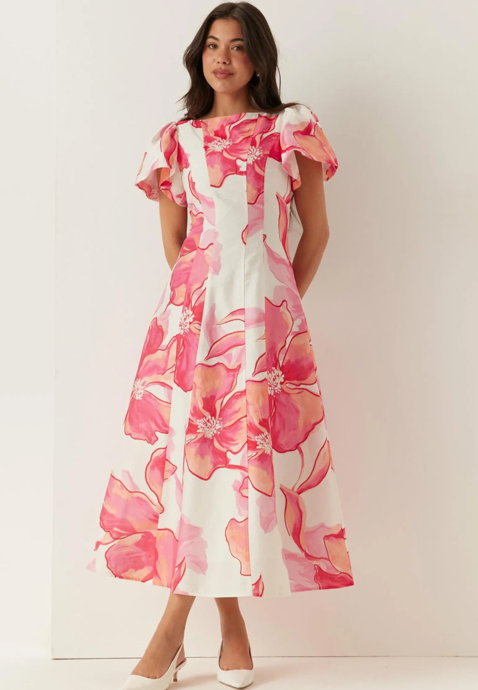 Wilda Flutter Sleeve Dress