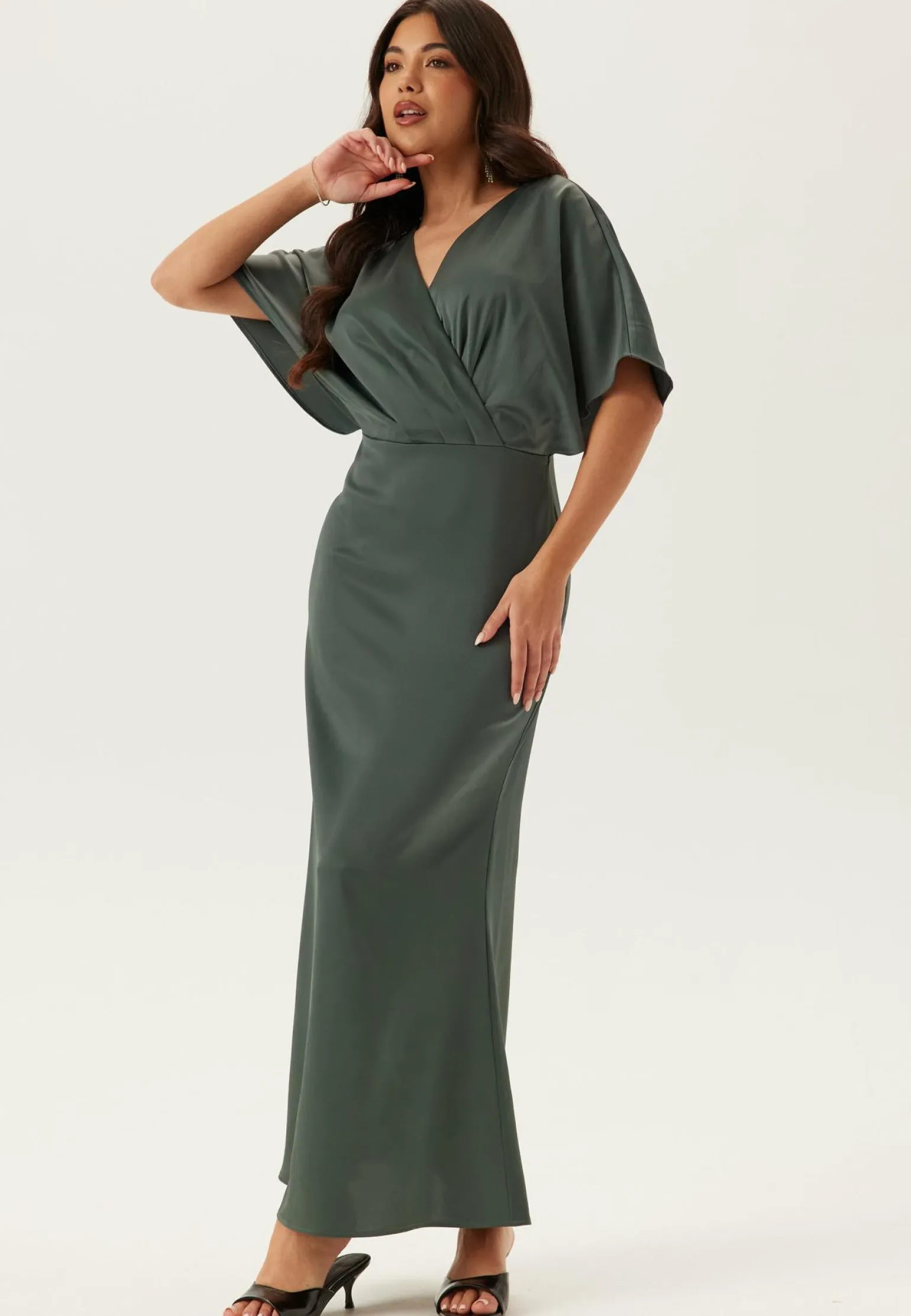 Wrap Satin Ankle Dress